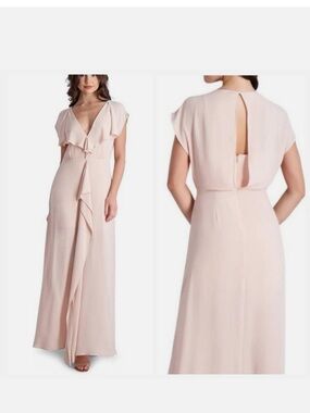 BCBGMaxAzria Maxi - Blush Pink Flutter Sleeve V-Neck Maxi Dress